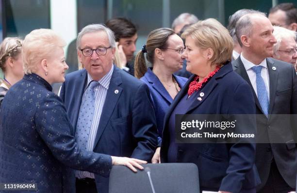 President of the European Commission Jean-Claude Juncker talks with the German Chancellor Angela Merkel, the Dutch Prime Minister Mark Rutte and the...