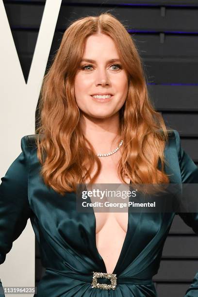 Amy Adams attends the 2019 Vanity Fair Oscar Party hosted by Radhika Jones at Wallis Annenberg Center for the Performing Arts on February 24, 2019 in...