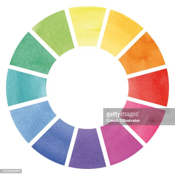 ilustraciones, imágenes clip art, dibujos animados e iconos de stock de rueda de color – ilustración de acuarela - color wheel watercolor