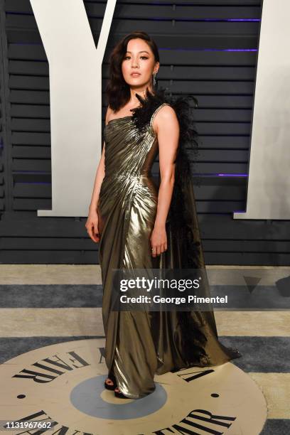 Constance Wu attends the 2019 Vanity Fair Oscar Party hosted by Radhika Jones at Wallis Annenberg Center for the Performing Arts on February 24, 2019...