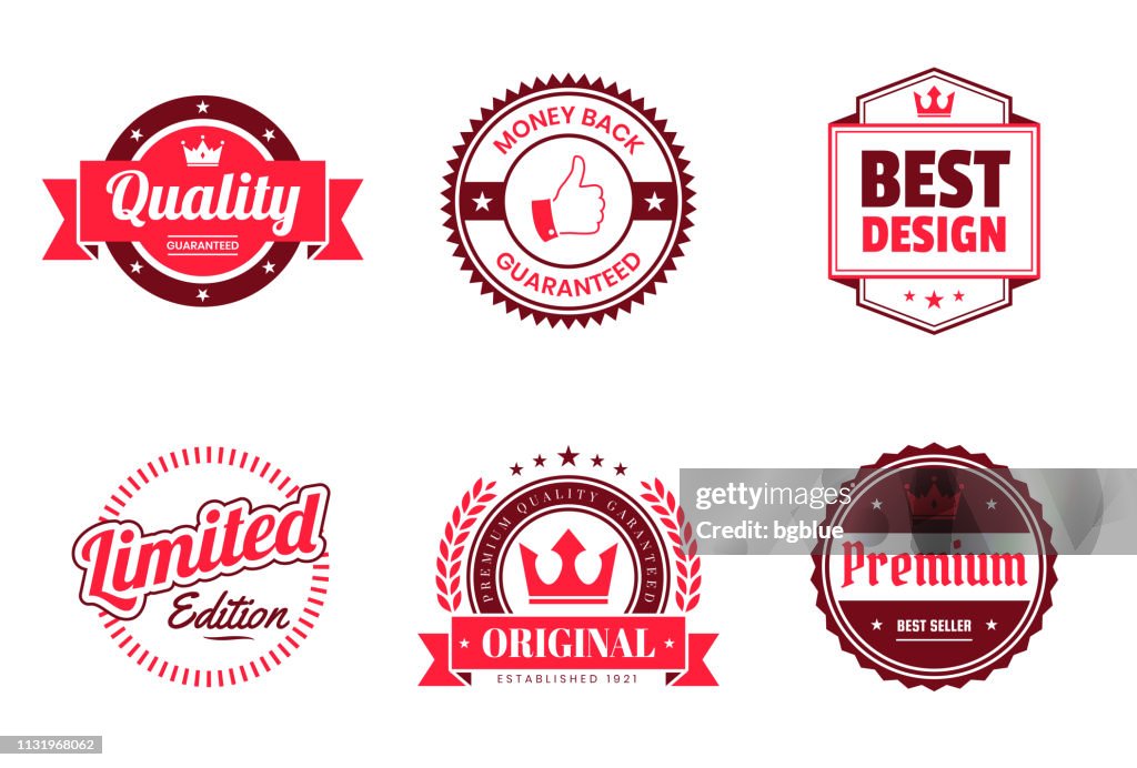 Set of Red Badges and Labels - Design Elements