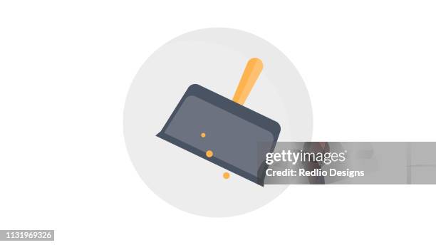 plastikschaufel zur reinigung von müllabfuhr dustpan icon - spaten stock-grafiken, -clipart, -cartoons und -symbole