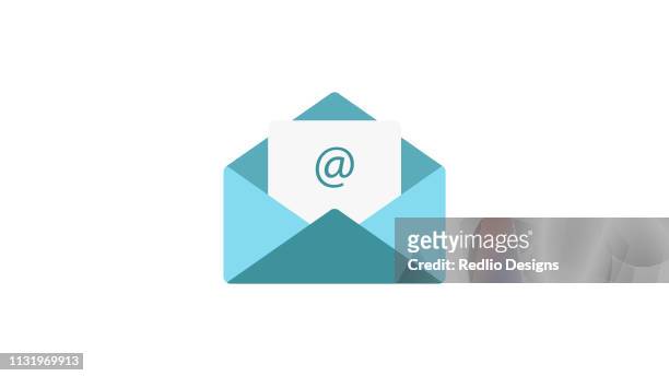 e-mail-vektor flach icon - message stock-grafiken, -clipart, -cartoons und -symbole