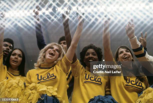 Final Four: UCLA cheerleaders victorious during game vs New Mexico State at Cole Field House. College Park, MD 3/19/1970 CREDIT: Neil Leifer