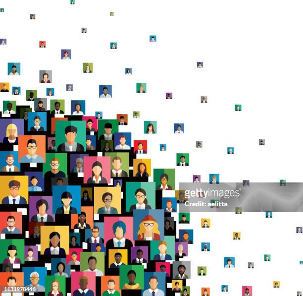 vector illustration of an abstract scheme, which contains people icons. - customer relationship icon stock illustrations