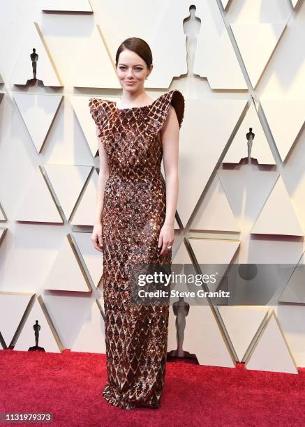 Emma Stone arrives at the 91st Annual Academy Awards at Hollywood and Highland on February 24, 2019 in Hollywood, California.