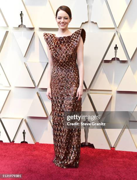 Emma Stone arrives at the 91st Annual Academy Awards at Hollywood and Highland on February 24, 2019 in Hollywood, California.