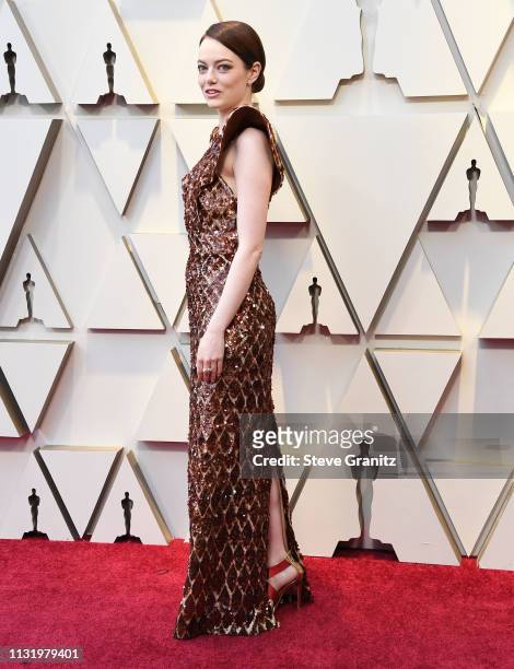 Emma Stone arrives at the 91st Annual Academy Awards at Hollywood and Highland on February 24, 2019 in Hollywood, California.