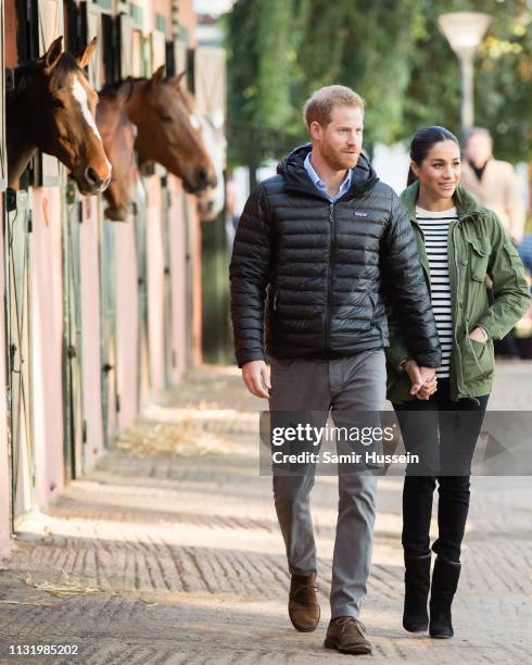 Prince Harry, Duke of Sussex and Meghan, Duchess of Sussex visit the Moroccan Royal Federation of Equestrian Sports to learn more about Morocco’s...