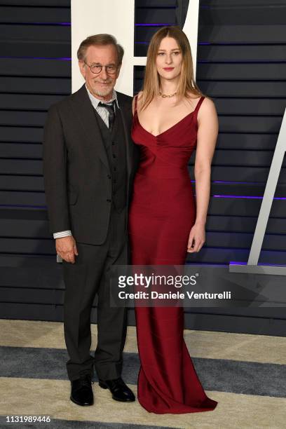 Steven Spielberg and Destry Spielberg attend 2019 Vanity Fair Oscar Party Hosted By Radhika Jones - Arrivals at Wallis Annenberg Center for the...
