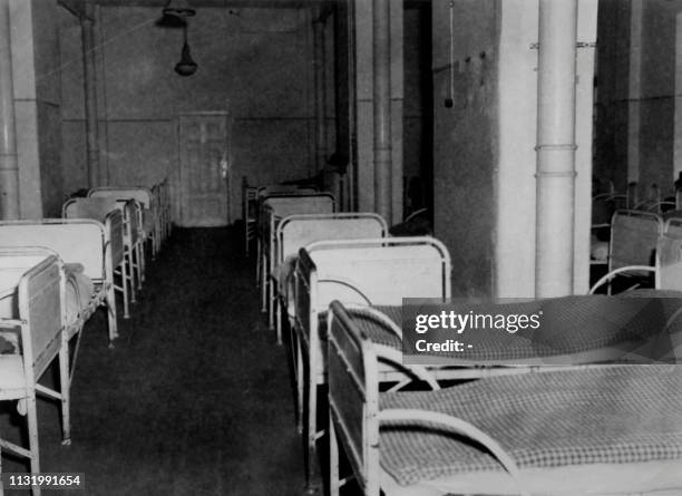 Undated picture showing the reception room of the psychiatric clinic at Hadamar where the "patients" waited for the mortal injections as part of the...