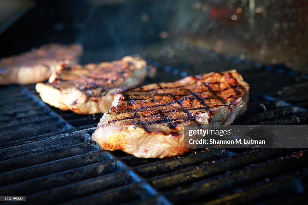 Steaks on the grill