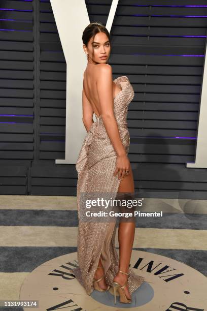 Shanina Shaik attends the 2019 Vanity Fair Oscar Party hosted by Radhika Jones at Wallis Annenberg Center for the Performing Arts on February 24,...