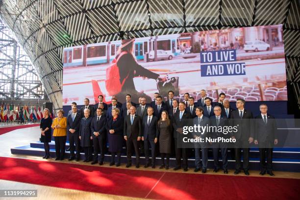 The group family photo in Forum Europa of the European leaders without the presence of the British Theresa May a day after the long Brexit talks in...