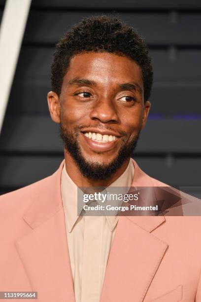 Chadwick Boseman attends the 2019 Vanity Fair Oscar Party hosted by Radhika Jones at Wallis Annenberg Center for the Performing Arts on February 24,...