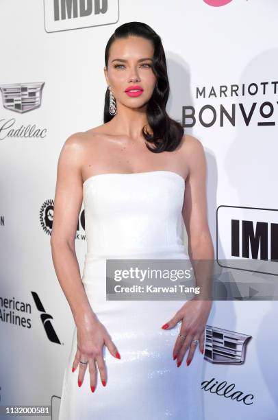 Adriana Lima attends the 27th annual Elton John AIDS Foundation Academy Awards Viewing Party Celebrating EJAF And The 91st Academy Awards on February...