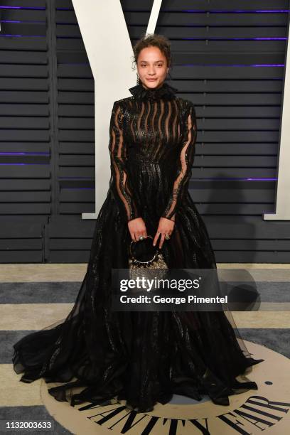 Sasha Lane attends the 2019 Vanity Fair Oscar Party hosted by Radhika Jones at Wallis Annenberg Center for the Performing Arts on February 24, 2019...