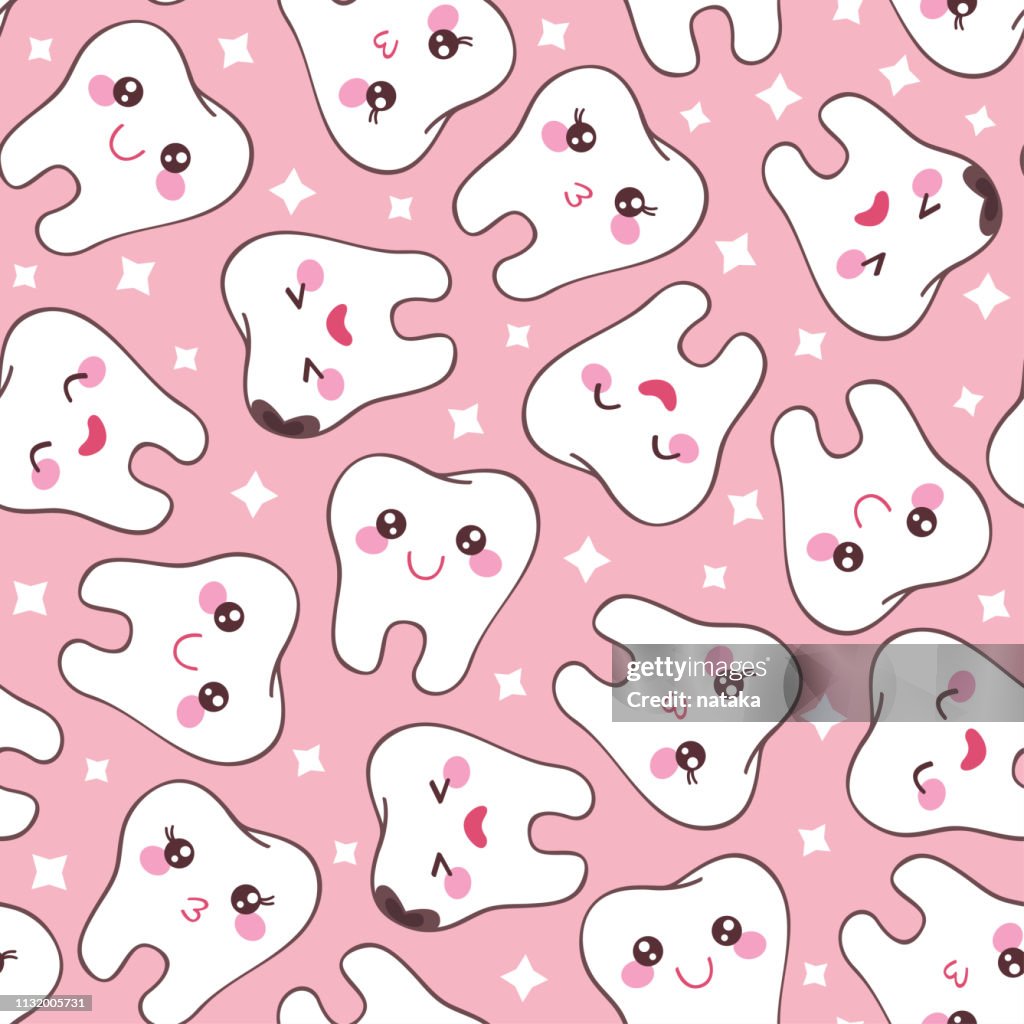 Pink Tooth Pink Seamless Pattern With Teeth High-Res Vector Graphic - Getty Images
