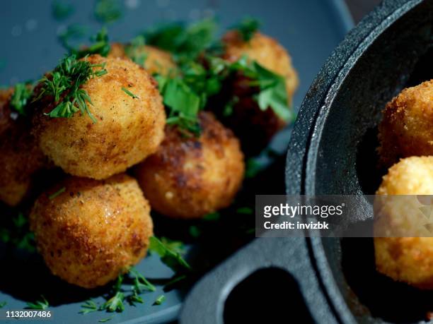 homemade potato croquettes - cheese ball stock pictures, royalty-free photos & images