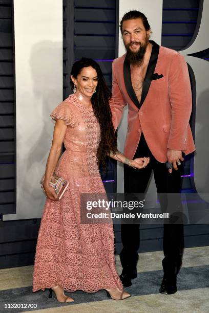 Jason Momoa and Lisa Bonet attend 2019 Vanity Fair Oscar Party Hosted By Radhika Jones - Arrivals at Wallis Annenberg Center for the Performing Arts...