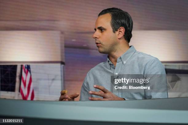 Matthew Wadiak, co-founder of Blue Apron Holdings Inc., speaks during Bloomberg Television interview in New York, U.S., on Friday, March 22, 2019....