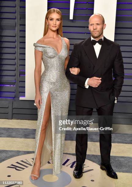 Rosie Huntington-Whiteley and Jason Statham attend the 2019 Vanity Fair Oscar Party Hosted By Radhika Jones at Wallis Annenberg Center for the...