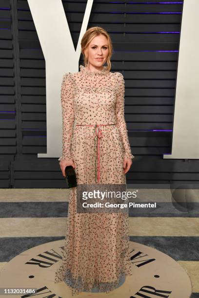 Anna Paquin attends the 2019 Vanity Fair Oscar Party hosted by Radhika Jones at Wallis Annenberg Center for the Performing Arts on February 24, 2019...