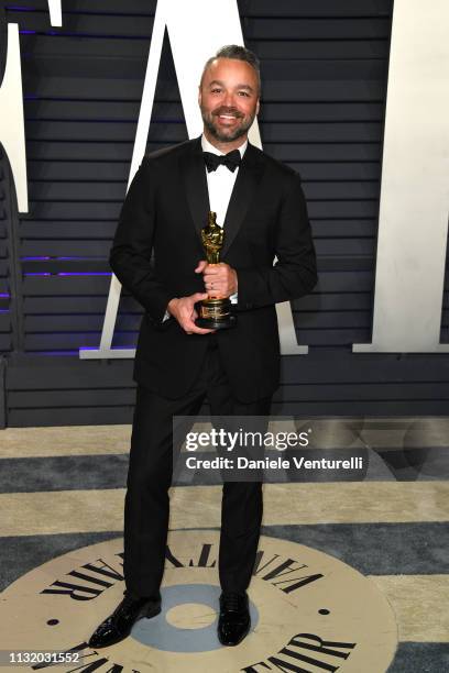 Evan Hayes , winner of Best Documentary Feature award for 'Free Solo,' attend 2019 Vanity Fair Oscar Party Hosted By Radhika Jones at Wallis...