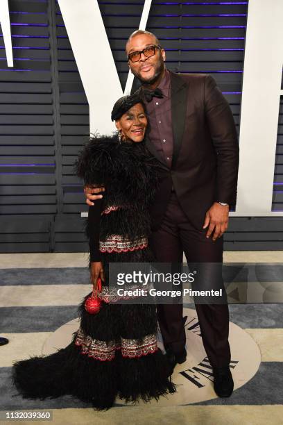 Cicely Tyson and Tyler Perry attend the 2019 Vanity Fair Oscar Party hosted by Radhika Jones at Wallis Annenberg Center for the Performing Arts on...