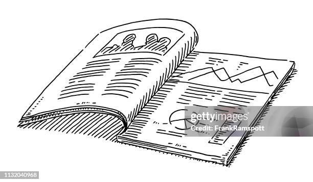 stockillustraties, clipart, cartoons en iconen met voorbeeld print magazine tekening - printout