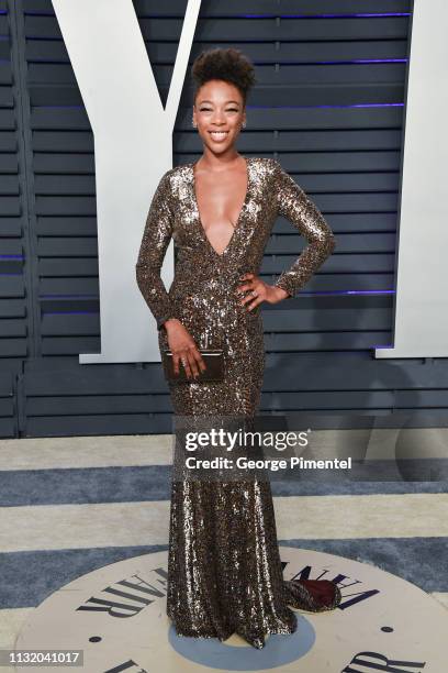 Samira Wiley attends the 2019 Vanity Fair Oscar Party hosted by Radhika Jones at Wallis Annenberg Center for the Performing Arts on February 24, 2019...