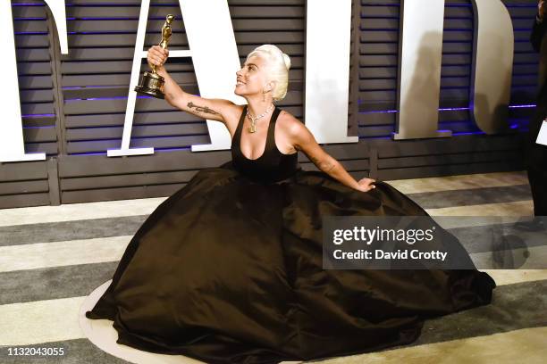 Lady Gaga attends the 2019 Vanity Fair Oscar Party at Wallis Annenberg Center for the Performing Arts on February 24, 2019 in Beverly Hills,...