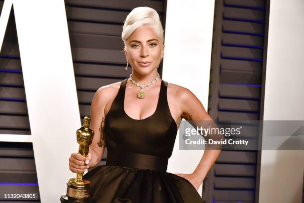Lady Gaga attends the 2019 Vanity Fair Oscar Party at Wallis Annenberg Center for the Performing Arts on February 24, 2019 in Beverly Hills,...