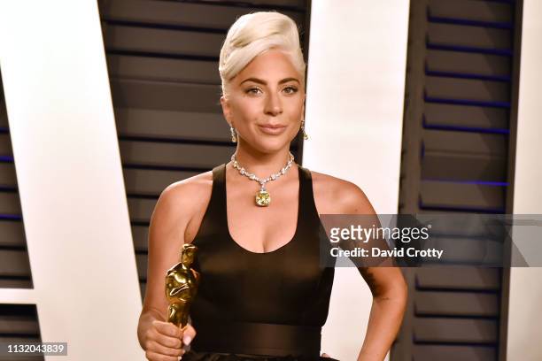 Lady Gaga attends the 2019 Vanity Fair Oscar Party at Wallis Annenberg Center for the Performing Arts on February 24, 2019 in Beverly Hills,...