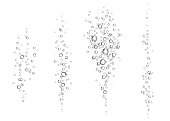 Underwater fizzy air bubbles on white  background.