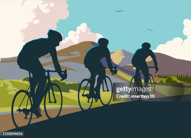 bildbanksillustrationer, clip art samt tecknat material och ikoner med tävlings cyklister - cykel