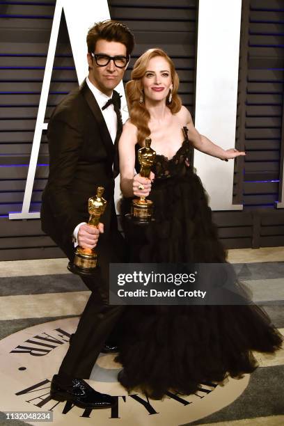 Guy Nattiv and Jaime Ray Newman attend the 2019 Vanity Fair Oscar Party at Wallis Annenberg Center for the Performing Arts on February 24, 2019 in...