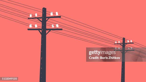 two telegraph poles - vintage stock illustrations bildbanksfoton och bilder