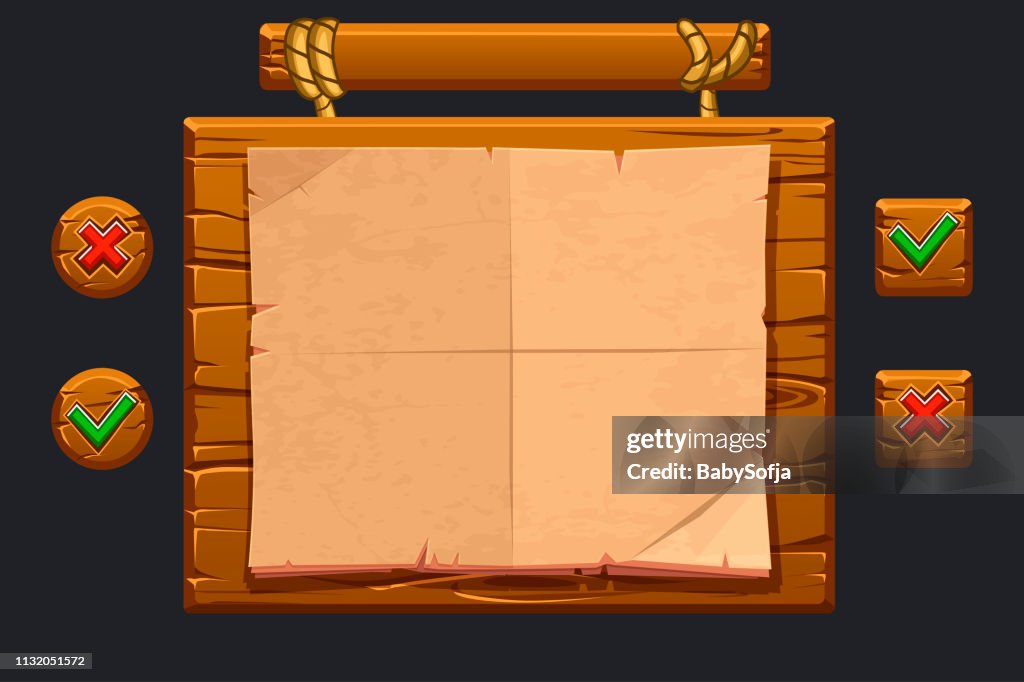 Game Ui Kit Template Wooden Menu Of Graphical User Interface Gui And ...