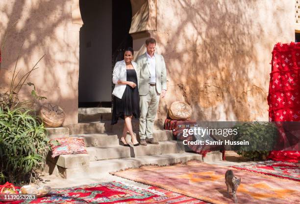 Prince Harry, Duke of Sussex and Meghan, Duchess of Sussex visit the Andalusian Gardens to hear about youth empowerment in Morocco from a number of...