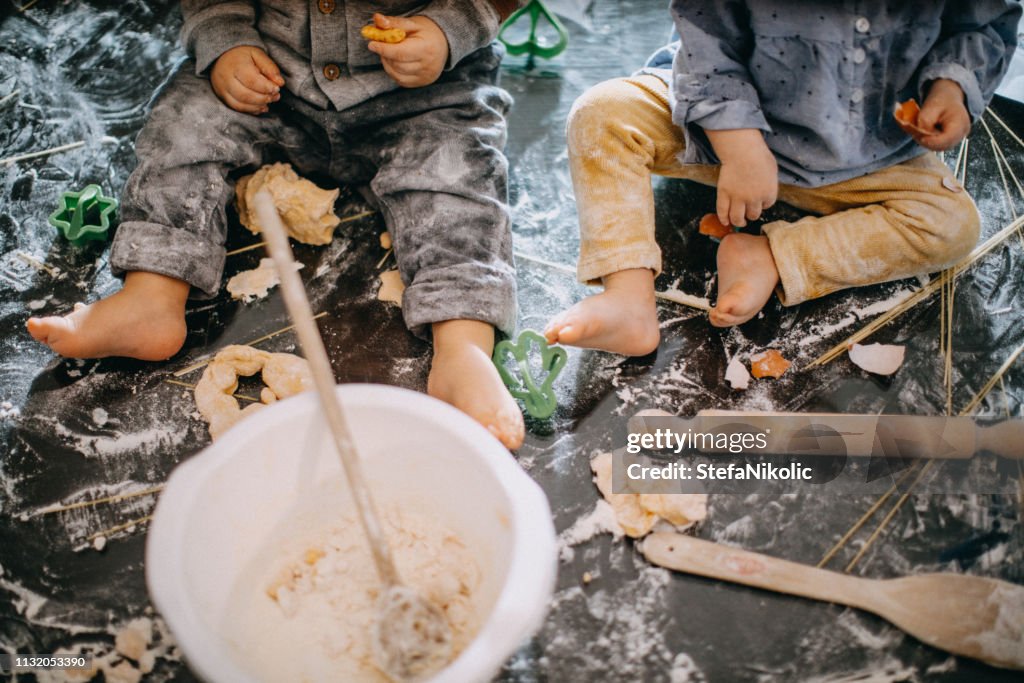 Babies making cookies