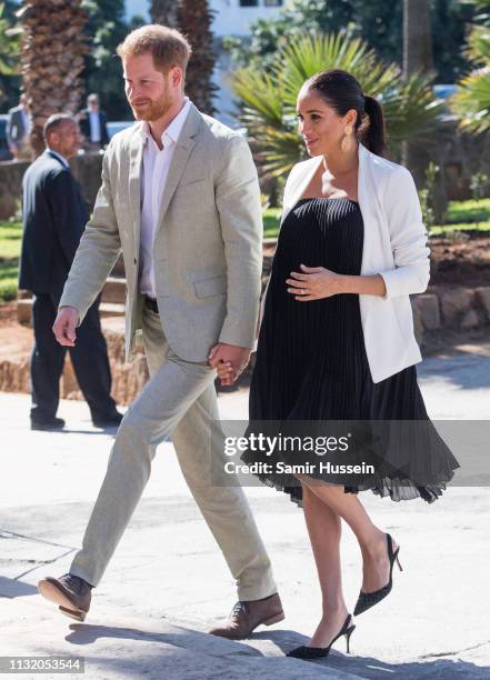 Prince Harry, Duke of Sussex and Meghan, Duchess of Sussex visit the Andalusian Gardens to hear about youth empowerment in Morocco from a number of...