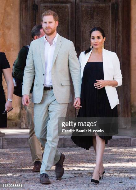 Prince Harry, Duke of Sussex and Meghan, Duchess of Sussex visit the Andalusian Gardens to hear about youth empowerment in Morocco from a number of...