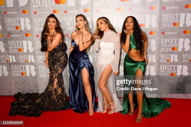 Jesy Nelson, Perrie Edwards, Jade Thirlwall and Leigh-Anne Pinnock of Little Mix attend The BRIT Awards 2019 held at The O2 Arena on February 20,...
