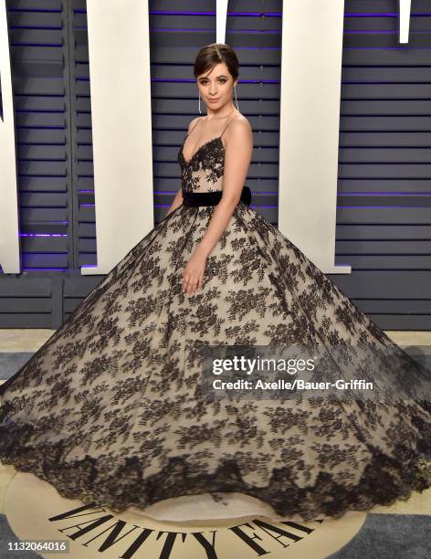 Camila Cabello attends the 2019 Vanity Fair Oscar Party Hosted By Radhika Jones at Wallis Annenberg Center for the Performing Arts on February 24,...