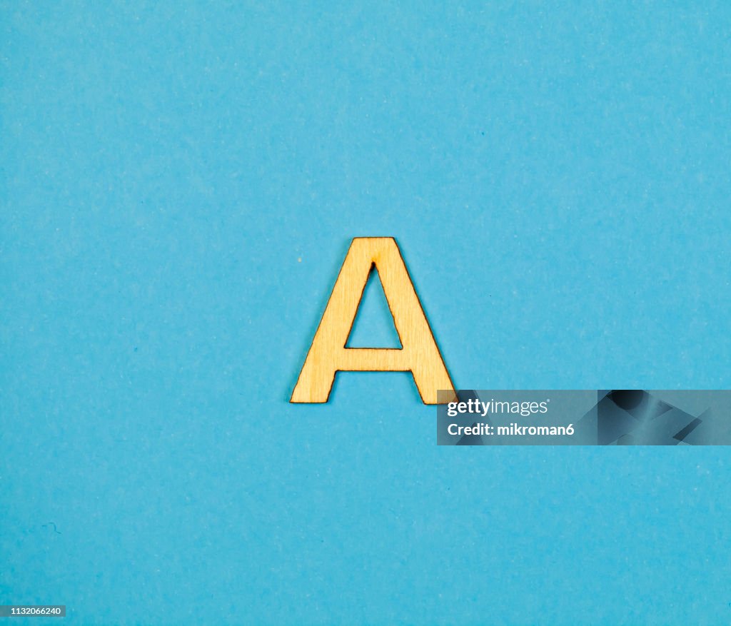 Letter A on blue background