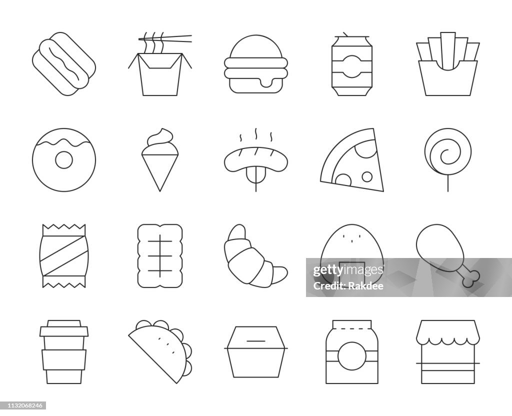 Fast Food - Thin Line Icons