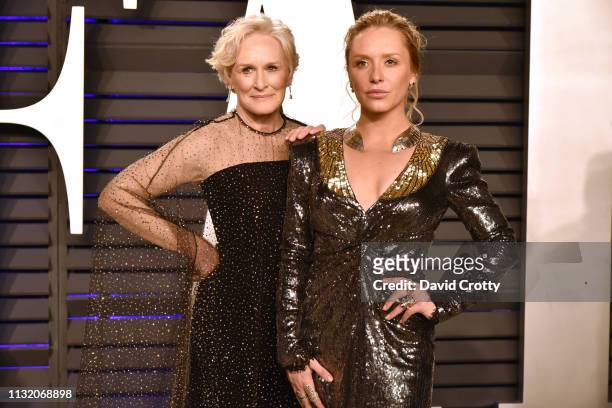 Glenn Close and Annie Maude Starke attend the 2019 Vanity Fair Oscar Party at Wallis Annenberg Center for the Performing Arts on February 24, 2019 in...