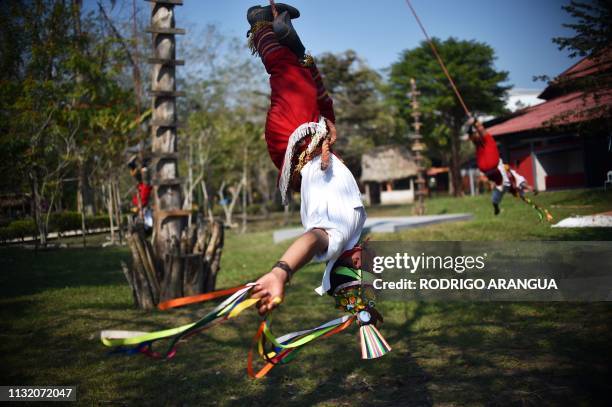 Young Totonac natives attend a training session at apantla Indigenous Arts Centre, ahead of the Tajin Summit Festival -aimed at preserving the...