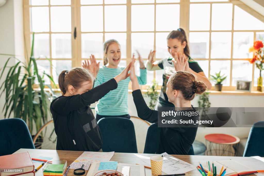 Group Doing Homework Group Of Teenage Girls Doing Homework High-Res Stock Photo - Getty Images